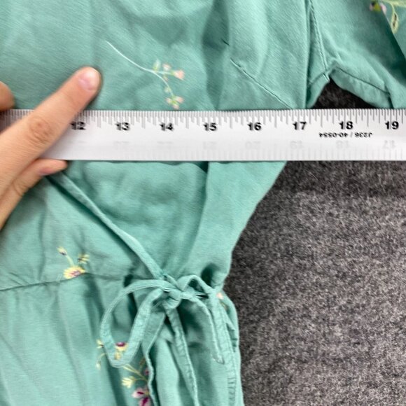 Time And Tru Dress Women S Small Blue Floral Sheath Midi Tasseled V-Neck Casual - Picture 5 of 8